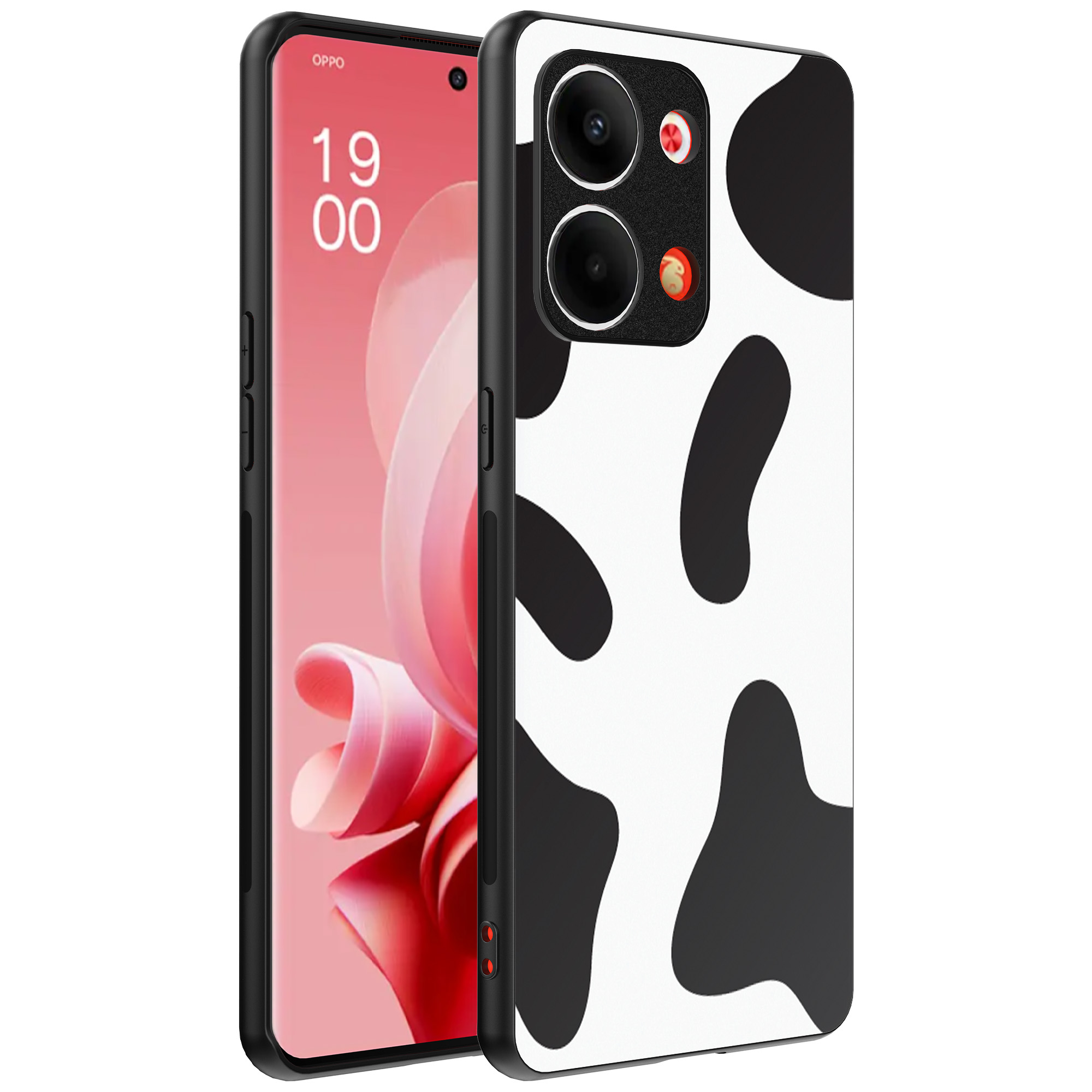 Oppo Reno 9 telefoonhoesje met koeienvlekken opdruk (1)