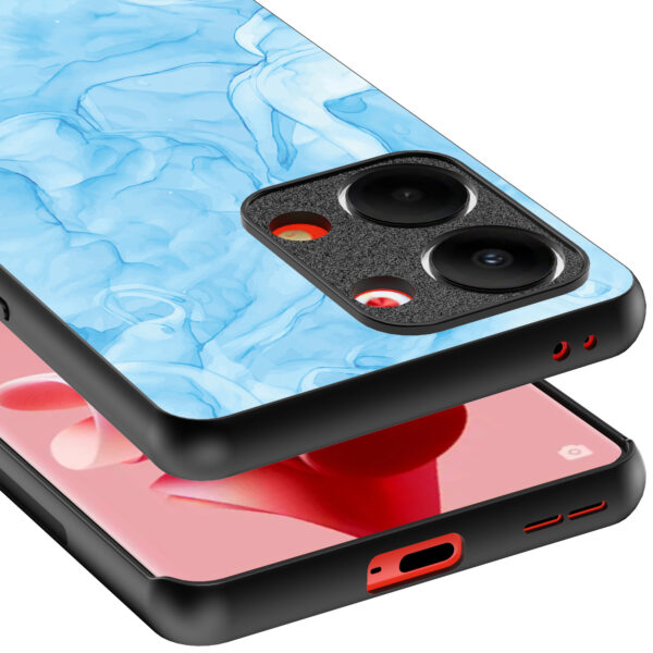 Oppo Reno 9 telefoonhoesje met lichtblauw marmer opdruk (4)