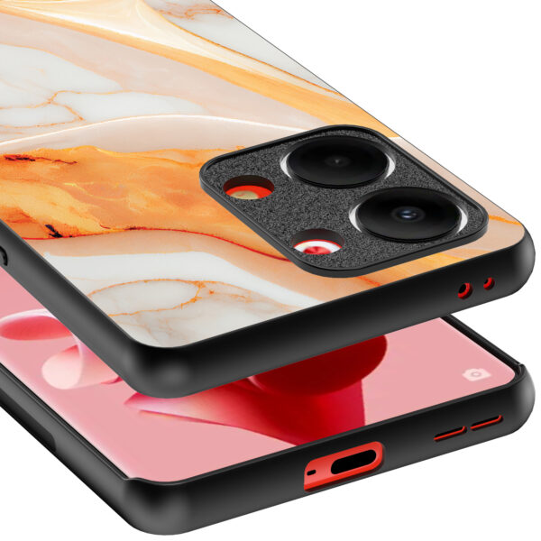 Oppo Reno 9 telefoonhoesje met oranje marmer opdruk (4)
