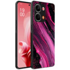 Oppo Reno 9 telefoonhoesje met paars roze marmer opdruk (1)