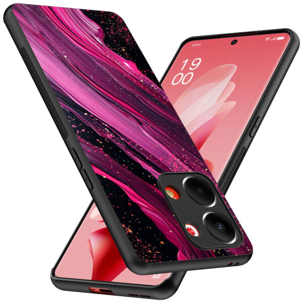 Oppo Reno 9 telefoonhoesje met paars roze marmer opdruk (2)