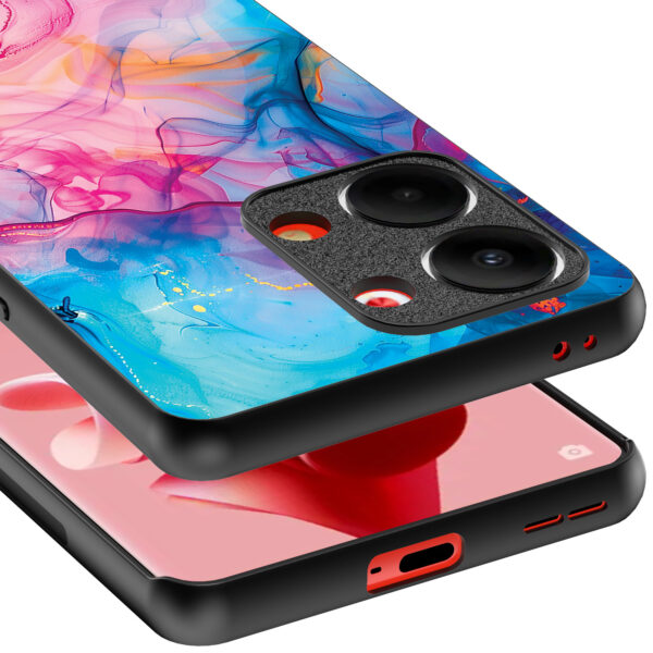Oppo Reno 9 telefoonhoesje met regenboog acryl marmer opdruk (4)
