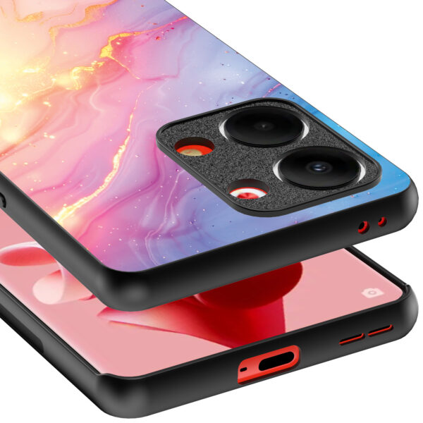 Oppo Reno 9 telefoonhoesje met regenboog glitter marmer opdruk (4)