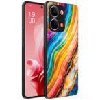 Oppo Reno 9 telefoonhoesje met regenboog goud marmer opdruk (1)