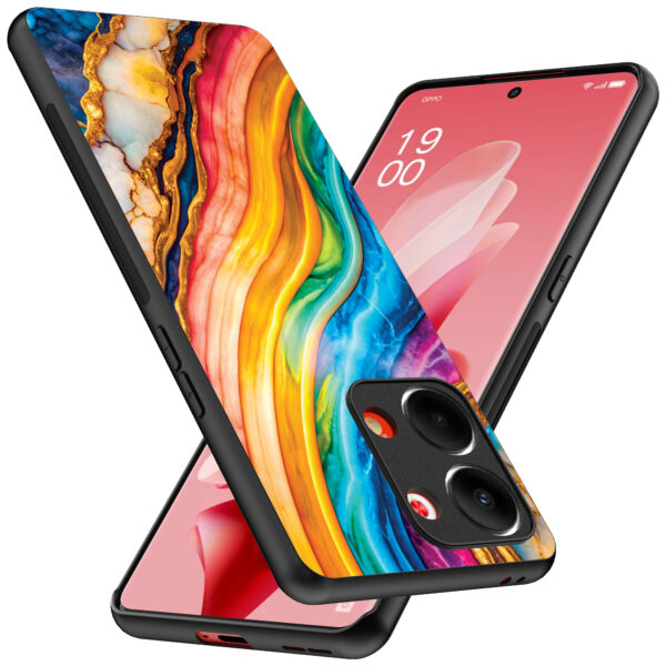 Oppo Reno 9 telefoonhoesje met regenboog goud marmer opdruk (2)