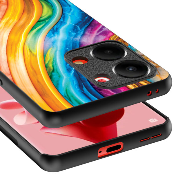 Oppo Reno 9 telefoonhoesje met regenboog goud marmer opdruk (4)