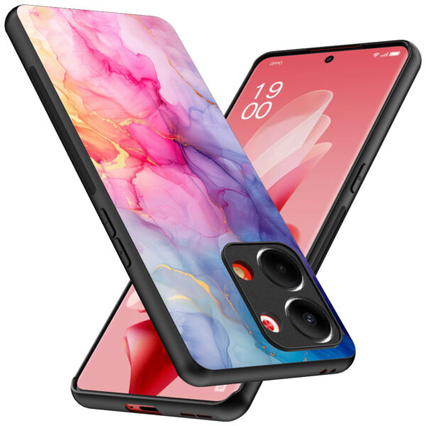 Oppo Reno 9 telefoonhoesje met regenboog marmer opdruk (2)