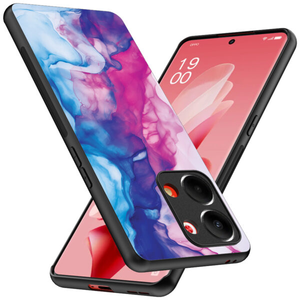 Oppo Reno 9 telefoonhoesje met roze blauw marmer opdruk (2)