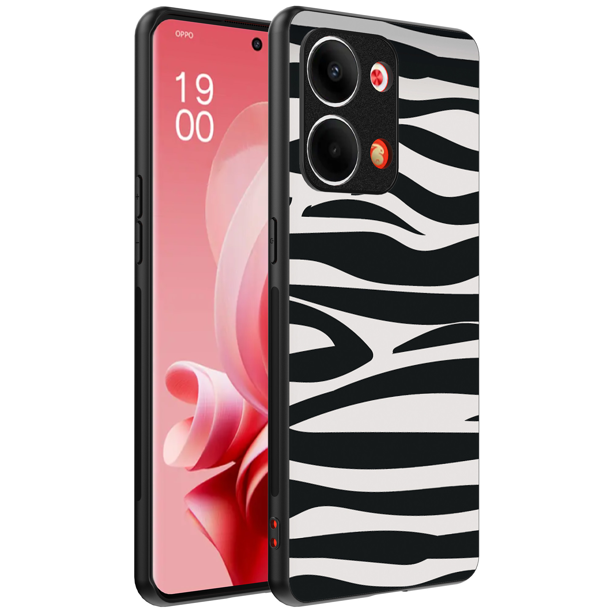 Oppo Reno 9 telefoonhoesje met zebra opdruk (1)