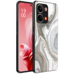 Oppo Reno 9 telefoonhoesje met zilver marmer opdruk (1)
