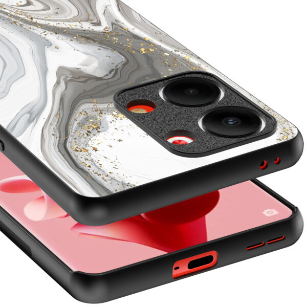 Oppo Reno 9 telefoonhoesje met zilver marmer opdruk (4)