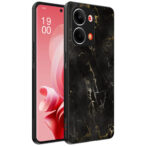 Oppo Reno 9 telefoonhoesje met zwart marmer opdruk (1)