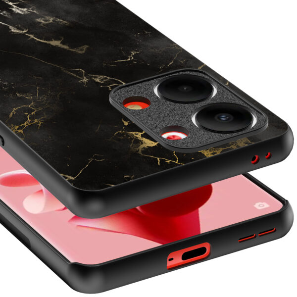 Oppo Reno 9 telefoonhoesje met zwart marmer opdruk (4)