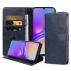 Samsung Galaxy A05 leren telefoonhoesje bookcase met pasjeshouder en magnetisch lipje (1) Blauw