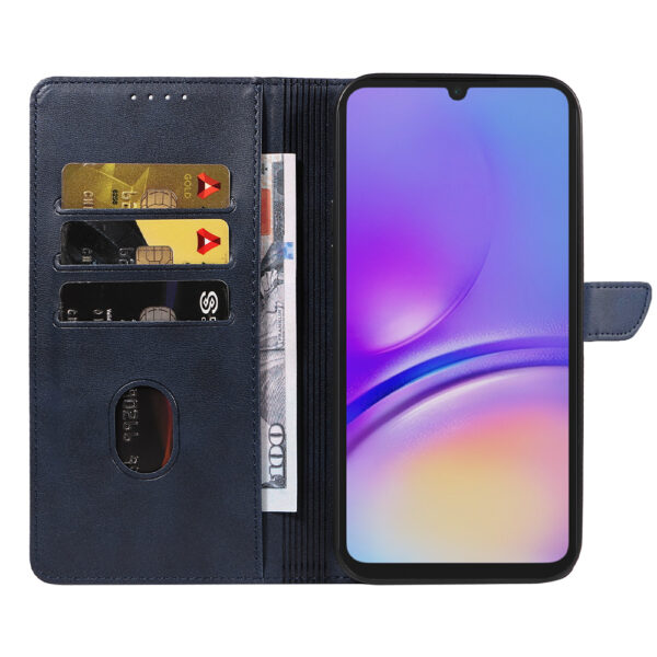 Samsung Galaxy A05 leren telefoonhoesje bookcase met pasjeshouder en magnetisch lipje (2) Blauw