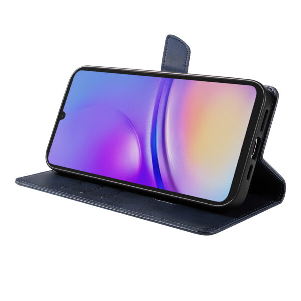 Samsung Galaxy A05 leren telefoonhoesje bookcase met pasjeshouder en magnetisch lipje (3) Blauw