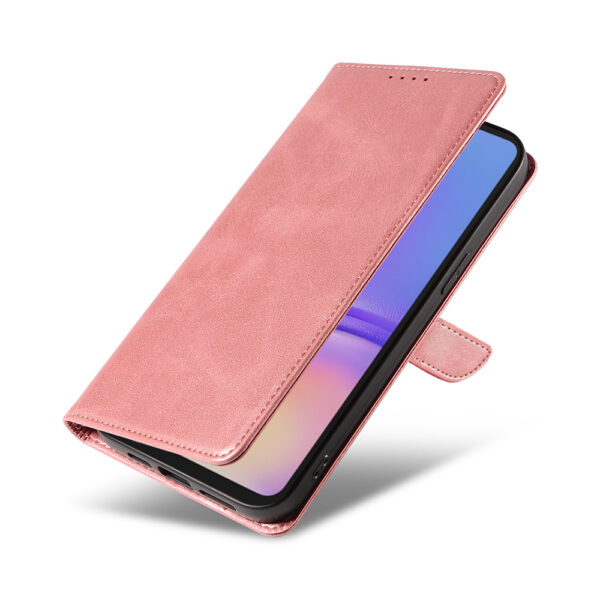 Samsung Galaxy A05 leren telefoonhoesje bookcase met pasjeshouder en magnetisch lipje (4) roze