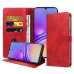 Samsung Galaxy A05 leren telefoonhoesje bookcase met pasjeshouder en magnetische sluiting (1) rood