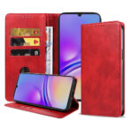 Samsung Galaxy A05 leren telefoonhoesje bookcase met pasjeshouder en magnetische sluiting (1) rood