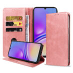 Samsung Galaxy A05 leren telefoonhoesje bookcase met pasjeshouder en magnetische sluiting (1) roze