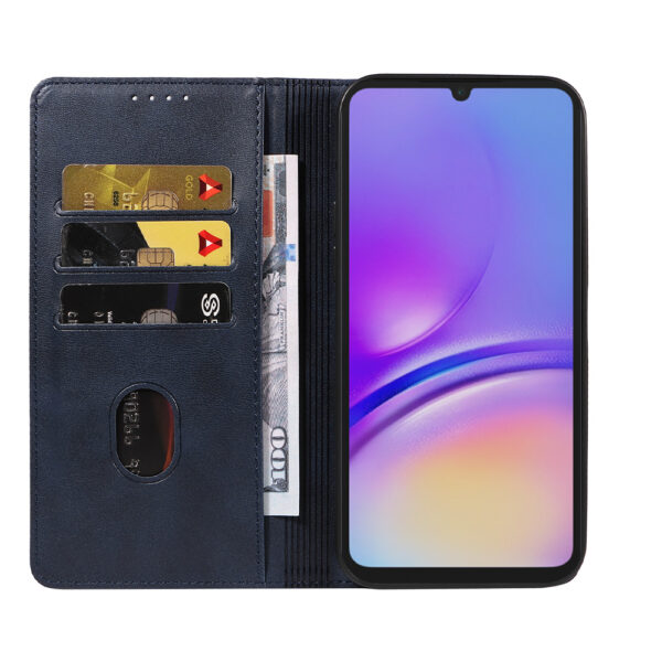 Samsung Galaxy A05 leren telefoonhoesje bookcase met pasjeshouder en magnetische sluiting (2) Blauw