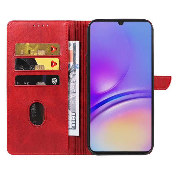 Samsung Galaxy A05 leren telefoonhoesje bookcase met pasjeshouder en magnetische sluiting (2) rood
