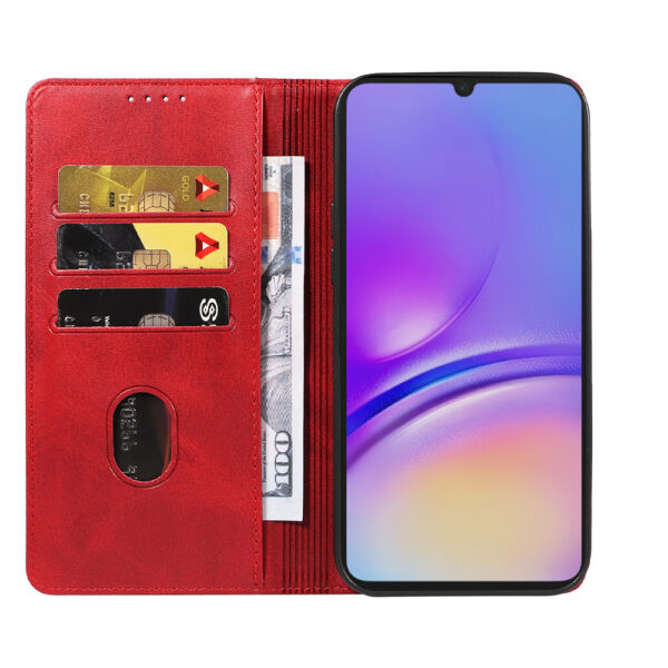Samsung Galaxy A05 leren telefoonhoesje bookcase met pasjeshouder en magnetische sluiting (2) rood