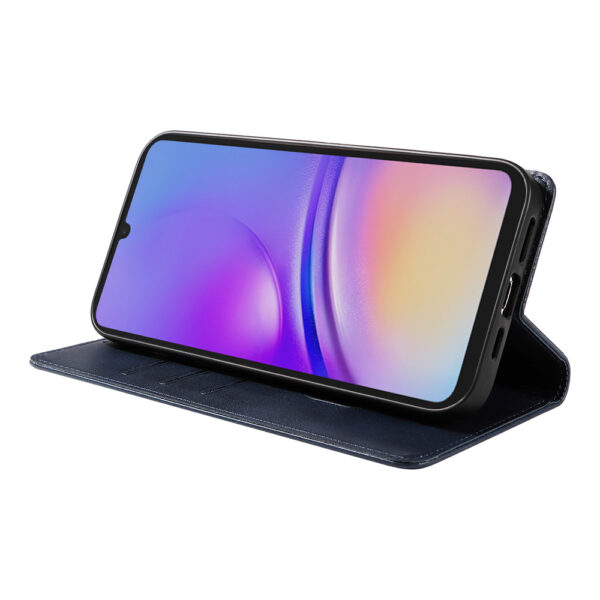 Samsung Galaxy A05 leren telefoonhoesje bookcase met pasjeshouder en magnetische sluiting (3) Blauw