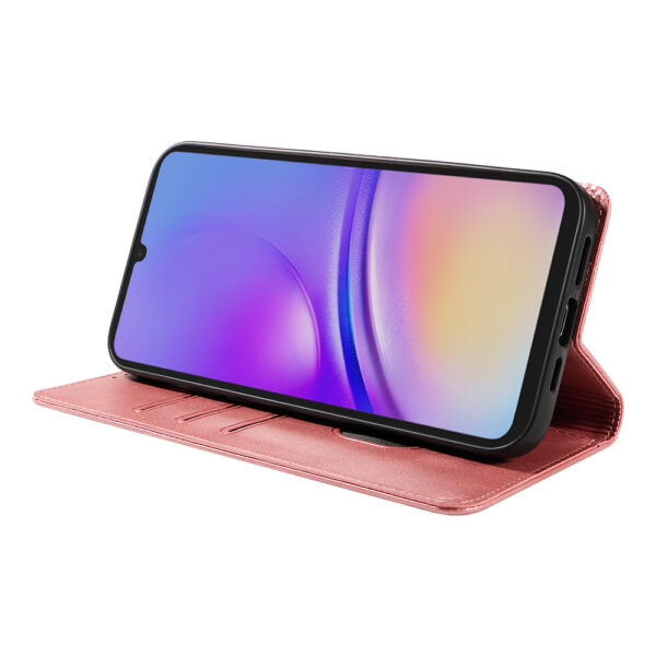 Samsung Galaxy A05 leren telefoonhoesje bookcase met pasjeshouder en magnetische sluiting (3) roze