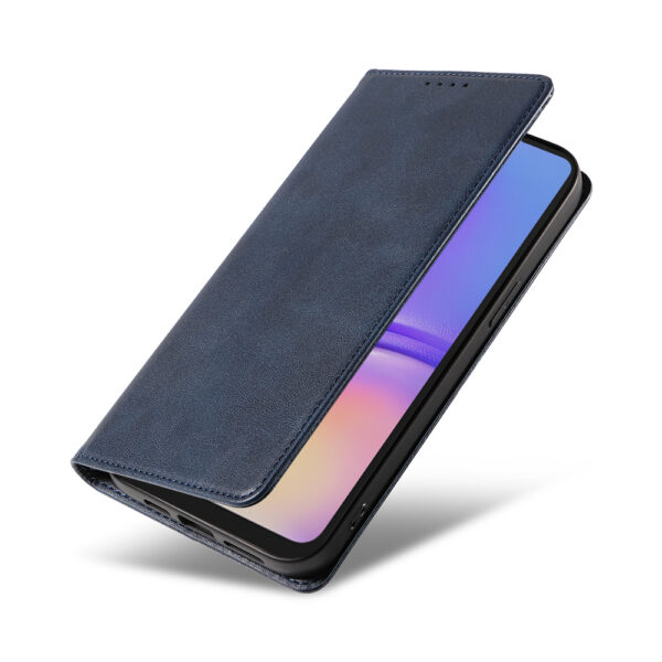 Samsung Galaxy A05 leren telefoonhoesje bookcase met pasjeshouder en magnetische sluiting (4) Blauw
