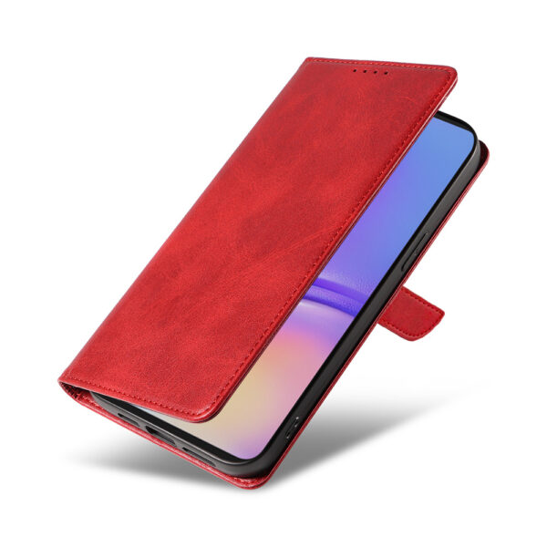 Samsung Galaxy A05 leren telefoonhoesje bookcase met pasjeshouder en magnetische sluiting (4) rood