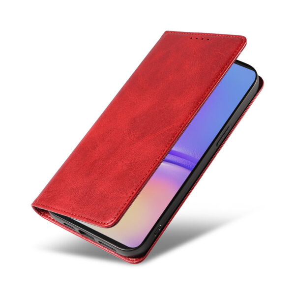 Samsung Galaxy A05 leren telefoonhoesje bookcase met pasjeshouder en magnetische sluiting (4) rood