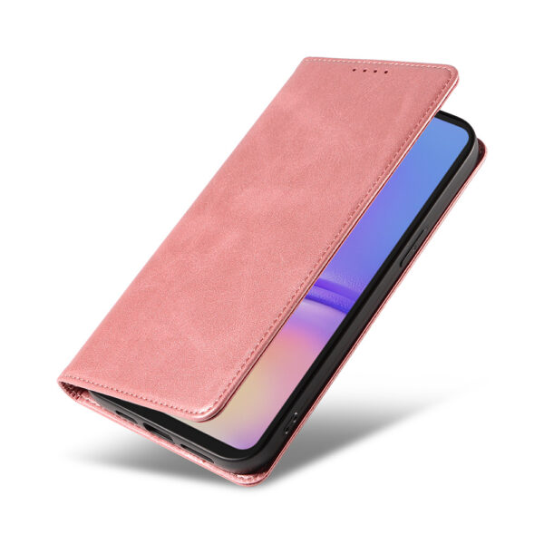 Samsung Galaxy A05 leren telefoonhoesje bookcase met pasjeshouder en magnetische sluiting (4) roze