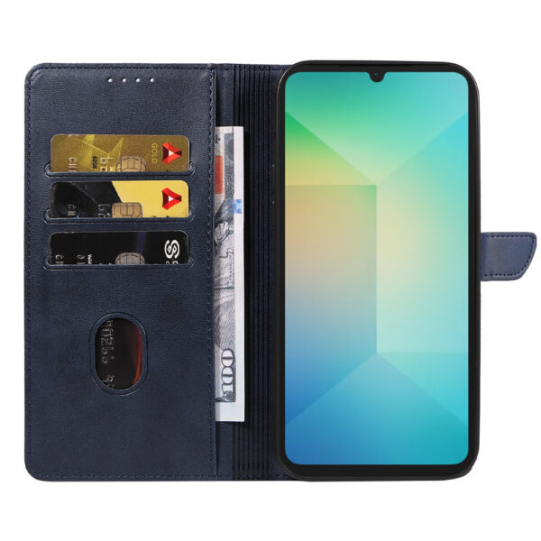 Samsung Galaxy A06 leren telefoonhoesje bookcase met pasjeshouder en magnetisch lipje (2) Blauw