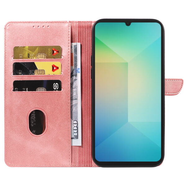 Samsung Galaxy A06 leren telefoonhoesje bookcase met pasjeshouder en magnetisch lipje (2) roze