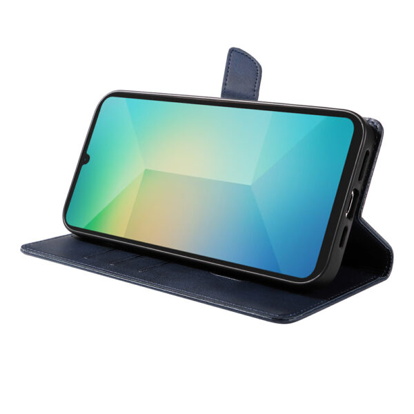 Samsung Galaxy A06 leren telefoonhoesje bookcase met pasjeshouder en magnetisch lipje (3) Blauw