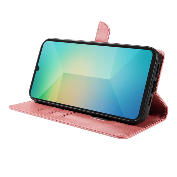Samsung Galaxy A06 leren telefoonhoesje bookcase met pasjeshouder en magnetisch lipje (3) roze