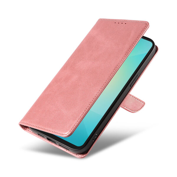 Samsung Galaxy A06 leren telefoonhoesje bookcase met pasjeshouder en magnetisch lipje (4) roze