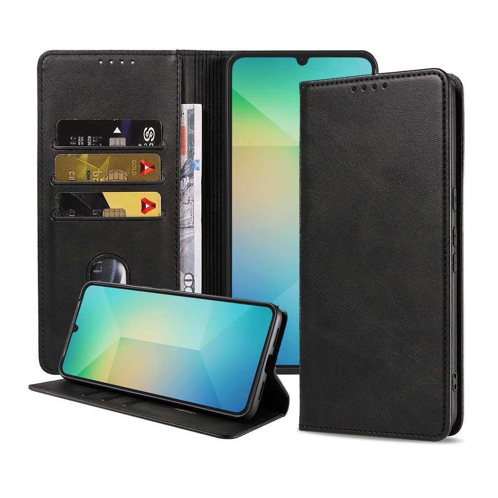 Samsung Galaxy A06 leren telefoonhoesje bookcase met pasjeshouder en magnetische sluiting (1)