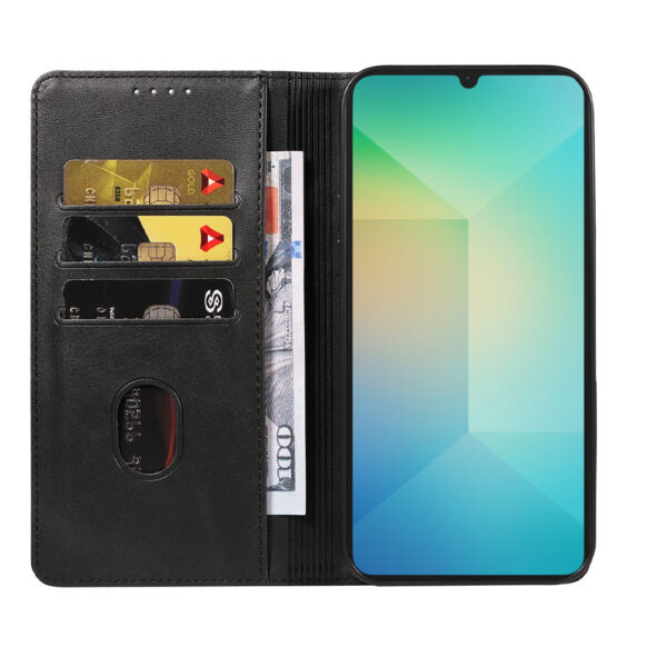 Samsung Galaxy A06 leren telefoonhoesje bookcase met pasjeshouder en magnetische sluiting (2)