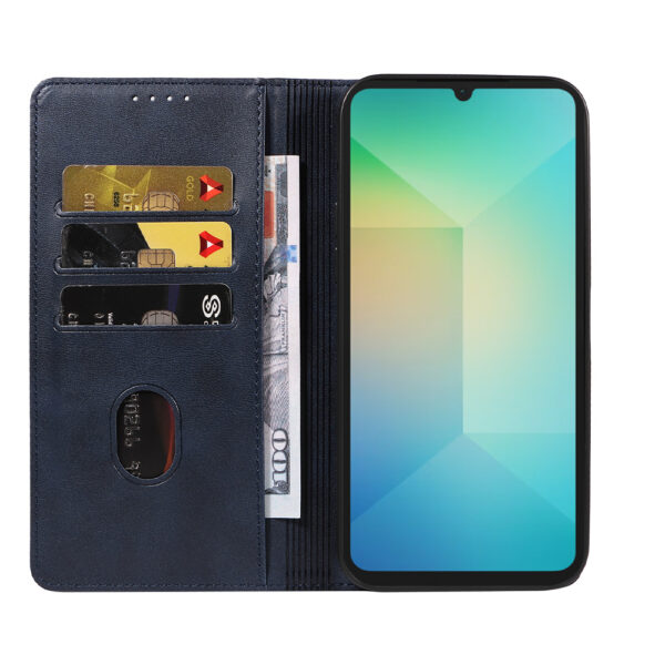 Samsung Galaxy A06 leren telefoonhoesje bookcase met pasjeshouder en magnetische sluiting (2) Blauw