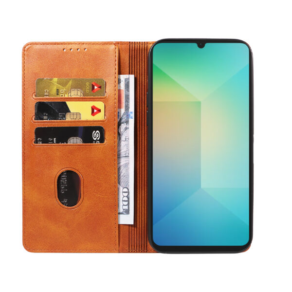 Samsung Galaxy A06 leren telefoonhoesje bookcase met pasjeshouder en magnetische sluiting (2) bruin