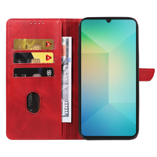 Samsung Galaxy A06 leren telefoonhoesje bookcase met pasjeshouder en magnetische sluiting (2) rood