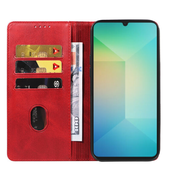 Samsung Galaxy A06 leren telefoonhoesje bookcase met pasjeshouder en magnetische sluiting (2) rood