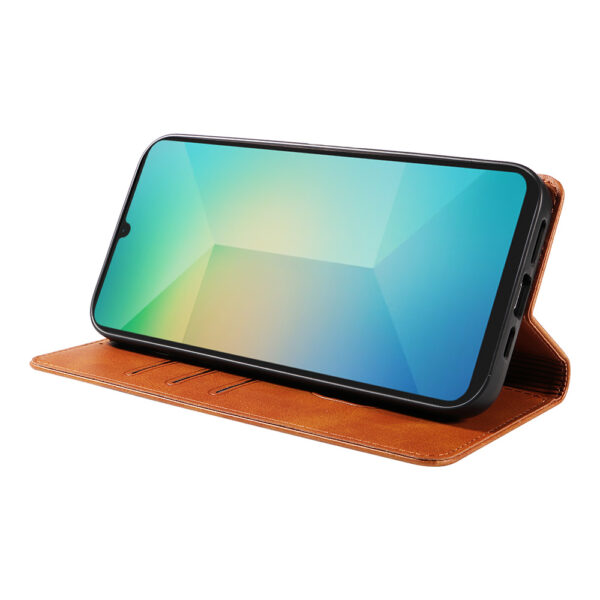 Samsung Galaxy A06 leren telefoonhoesje bookcase met pasjeshouder en magnetische sluiting (3) bruin
