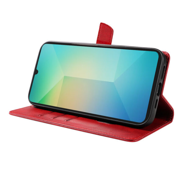 Samsung Galaxy A06 leren telefoonhoesje bookcase met pasjeshouder en magnetische sluiting (3) rood