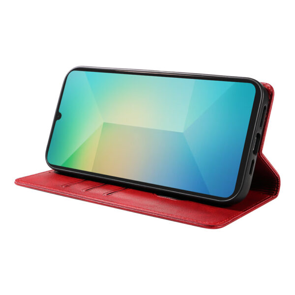 Samsung Galaxy A06 leren telefoonhoesje bookcase met pasjeshouder en magnetische sluiting (3) rood