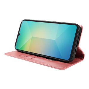 Samsung Galaxy A06 leren telefoonhoesje bookcase met pasjeshouder en magnetische sluiting (3) roze