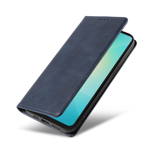 Samsung Galaxy A06 leren telefoonhoesje bookcase met pasjeshouder en magnetische sluiting (4) Blauw