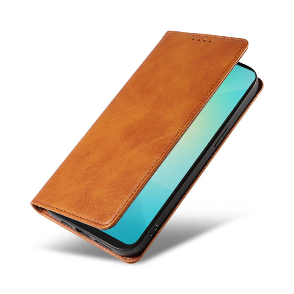 Samsung Galaxy A06 leren telefoonhoesje bookcase met pasjeshouder en magnetische sluiting (4) bruin